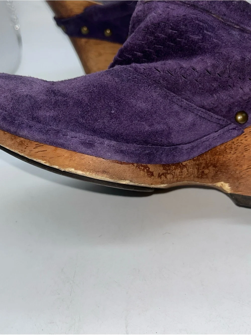 Women’s Michael Kors Purple Wedge Wood Clogs Sz 7.5